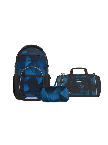Coocazoo Schulrucksack-Set BYTE "Electric Ice" 3-tlg. in Schwarz/Blau