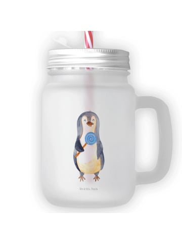 Mr. & Mrs. Panda Trinkglas Mason Jar Pinguin Lolli ohne Spruch in Transparent