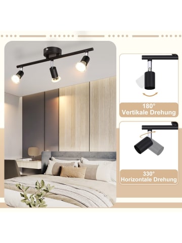 ZMH Deckenleuchte in schwarz 3-flammige GU10 schwenkbar Küchenlampe L 40 cm