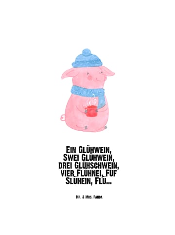 Mr. & Mrs. Panda Mehrwegflasche Schweinchen Glühwein mit Spruch in Weiß