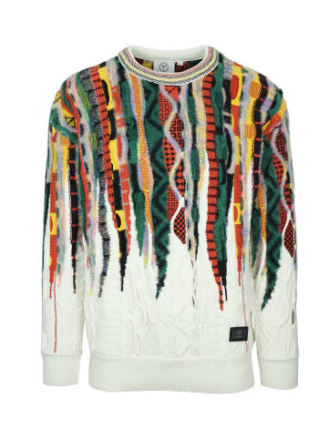Carlo Colucci Strickpullover Frigeri in Grün / Weiß