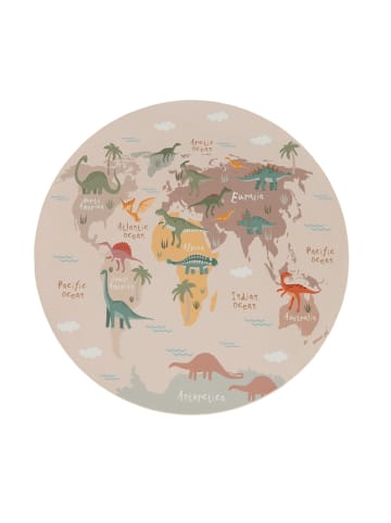 KADIMA DESIGN Kinderteppich waschmaschinenwaschbar Dinosaurier‑Weltkarten Kinder in Beige