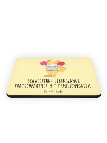 Mr. & Mrs. Panda Magnet Schwestern Tratschpartner mit Spruch in Gelb Pastell