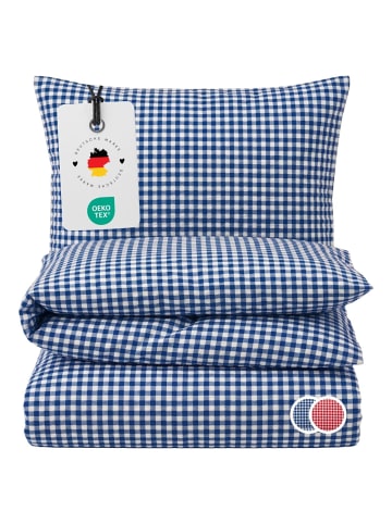 Carpe Sonno Seersucker Bettwäsche in Blau Weiß