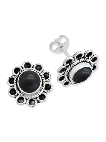 mantraroma 925er Silber - Ohrstecker (L) 13 x (B) 13 mm mit Onyx