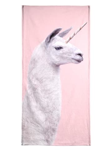 Juniqe Strandtuch "Llama Unicorn" in Rosa