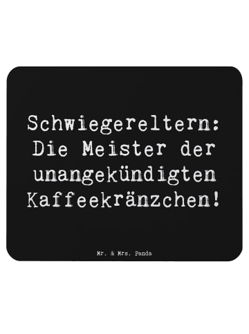 Mr. & Mrs. Panda Mauspad Schwiegereltern Meister mit Spruch in Schwarz