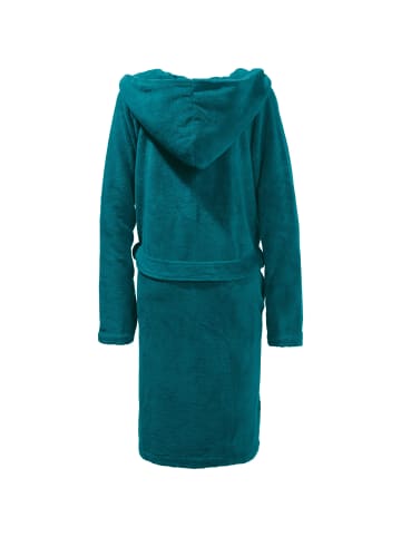 Erwin Müller Velours-Frottier Velours Unisex-Bademantel mit Kapuze Balingen in petrol