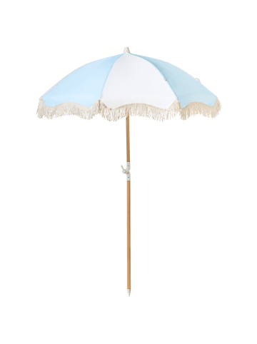 Beliani Sonnenschirm MONDELLO in Weiß/Blau - (W) 155 x (H) 210 x (L) 155 cm