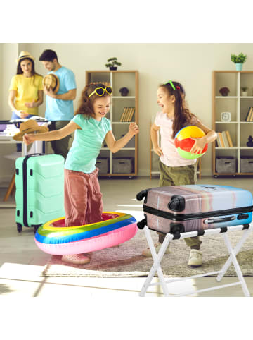 relaxdays Kofferständer Holz in Weiß - (B)66 x (H)54,5 x (T)44 cm