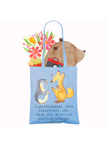 Mr. & Mrs. Panda Tasche Logopädin Superkraft mit Spruch in Sky Blue