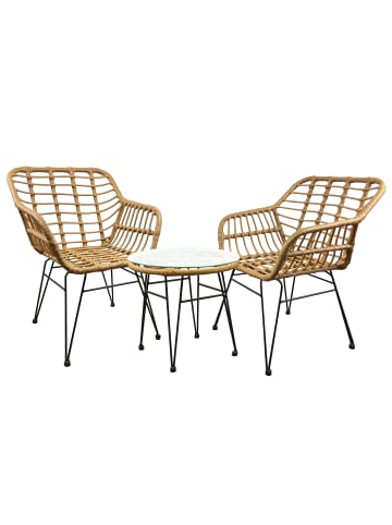 VCM  3-tlg. Bistroset Lounge Balkonset Rattan in Braun