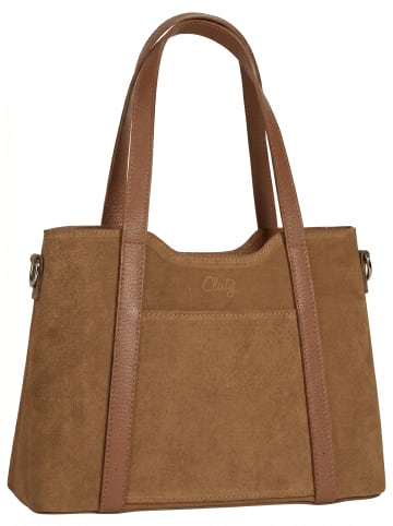 Cluty Handtasche echt Leder in cognac