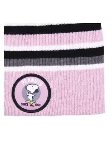 Peanuts Mütze mit Bommel Snoopy Winter in Rosa