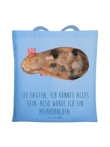 Mr. & Mrs. Panda Shopping Tasche Einhorn Meerschweinchen mit Spruch in Sky Blue