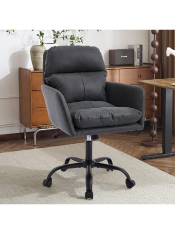 ABRIHOME Bürodrehstuhl in Schwarz Kunstleder PU höhenverstellbar für Büro Schlafzimmer