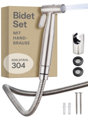Praknu Bidet Brause Set Schlauch + Halter Dusche Edelstahl Hand WC Duschkopf