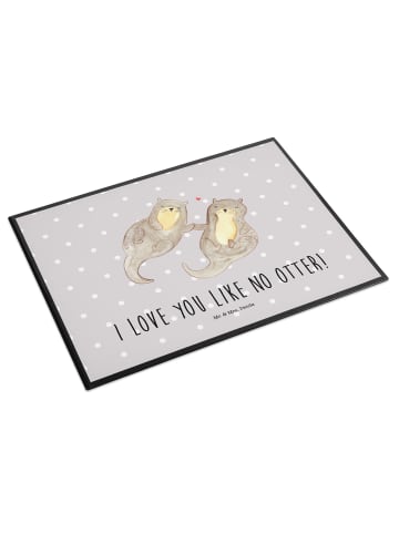 Mr. & Mrs. Panda Schreibunterlage Otter Hände halten mit Spruch in Grau Pastell