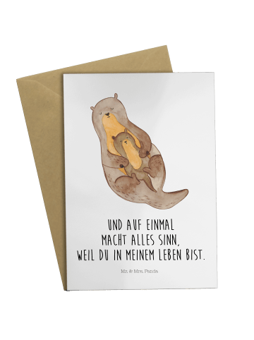 Mr. & Mrs. Panda babykarte Otter Kind mit Spruch in Weiß