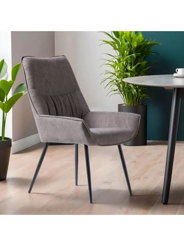 Home Nature Wohnkonzept Esszimmerstühle 2er Set Wing Back in Dunkelgrau 67.5x60x94 cm
