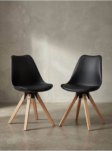 KADIMA DESIGN Esszimmerstühle 2er-Set Polsterstuhl Holzgestell Skandinavisch in Schwarz
