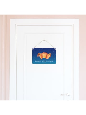 Mr. & Mrs. Panda Schild Sternzeichen Krebs mit Spruch in Sternenhimmel Blau