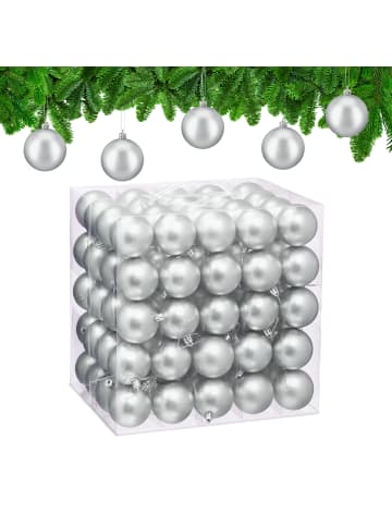 relaxdays 100 x Weihnachtskugeln Set in Silber