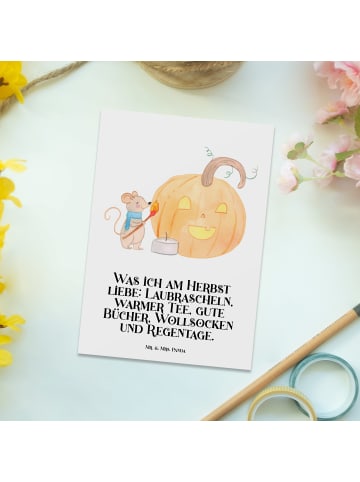 Mr. & Mrs. Panda Grußkarte Kürbis Maus mit Spruch in Weiß