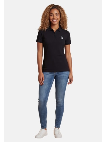 U.S. Polo Assn. Poloshirt USSiirena – Damen Classic Fit kurzarm mit Logo-Stickerei in Schwarz-Grau