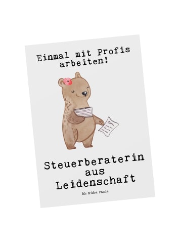 Mr. & Mrs. Panda Postkarte Steuerberaterin Leidenschaft mit Spruch in Weiß