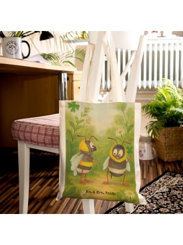 Mr. & Mrs. Panda Shopping Tasche Bienen Paar Design ohne Spruch in Weiß