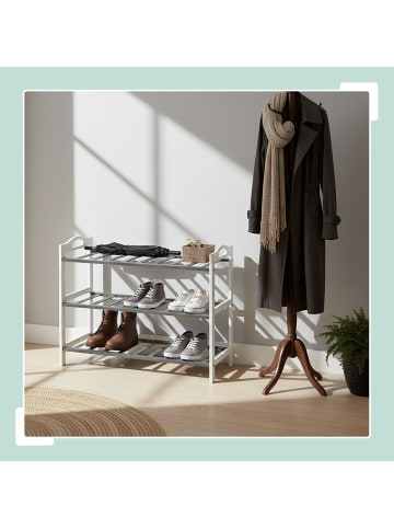 relaxdays Schuhregal in Grau/ Weiß - (B)70 x (H)48 x (T)25 cm