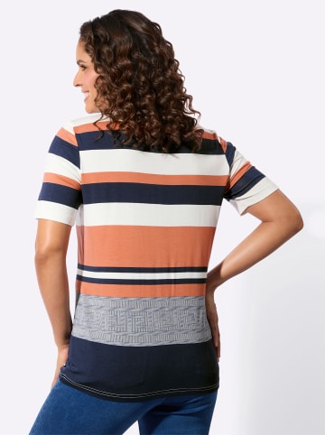 WITT WEIDEN Kurzarmshirt in papaya-marine-bedruckt