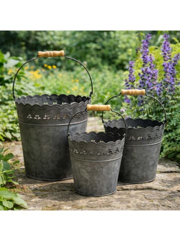 AltoBelli Eimer Set FELINI Zink mit Holzgriff 3er Set