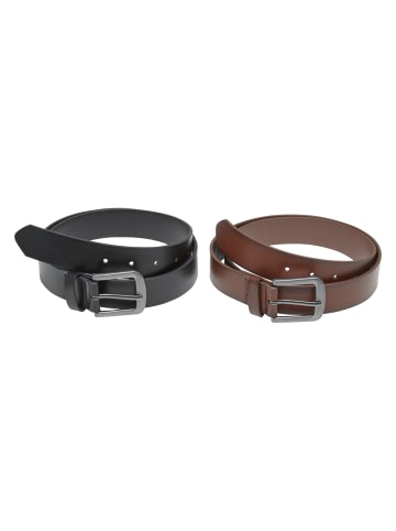 Urban Classics Urban Classics Easy Synthetic Leather Belt 2-Pack in black/silver+brown/silver