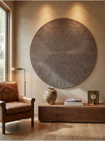 KADIMA DESIGN Rundteppich Geometrisch pflegeleicht Wohnzimmer Schlafzimmer Flur in Braun