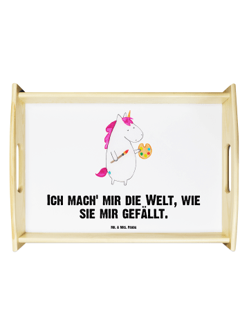 Mr. & Mrs. Panda Serviertablett Einhorn Künstler mit Spruch in Weiß