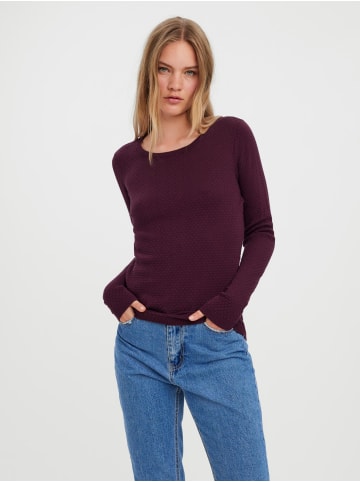 Vero Moda Feinstrick Pullover Struktur Rundhals Longsleeve VMCARE in Braun-2