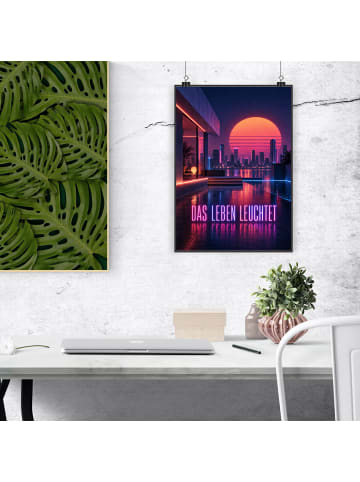Kunstdruck Sonne neon Design mit Spruch in Weiß