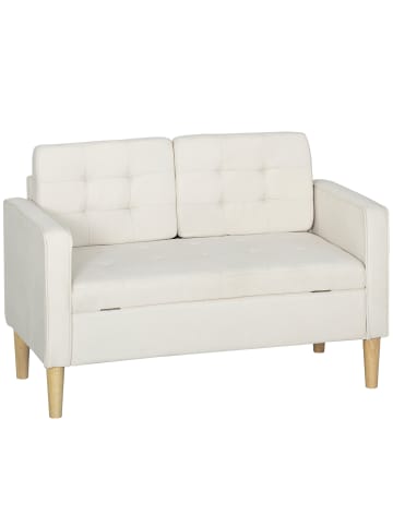 HOMCOM 2 Sitzer Sofa in Cremeweiß 117L x 62B x 78H cm
