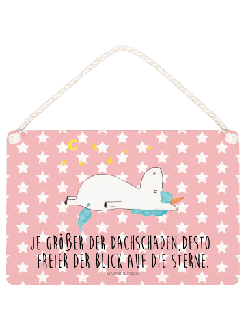 Mr. & Mrs. Panda Schild Einhorn Sternenhimmel mit Spruch in Rot Pastell