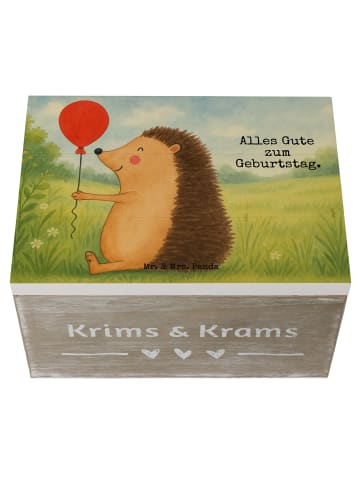 Mr. & Mrs. Panda truhe holz Igel Luftballon Design mit Spruch in Weiß
