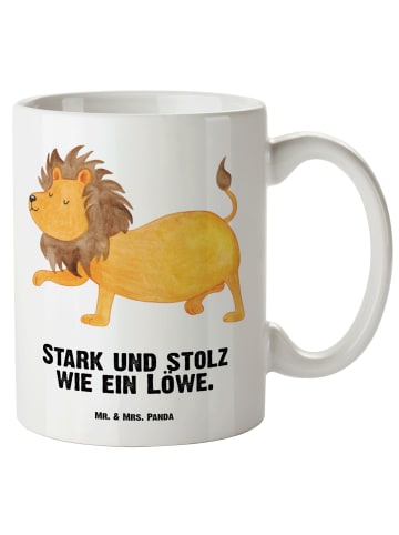 Mr. & Mrs. Panda Henkelbecher Sternzeichen Löwe mit Spruch in Weiß