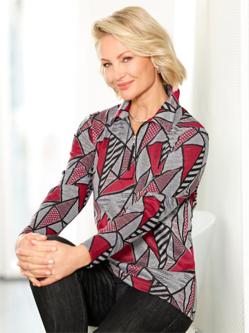 WITT WEIDEN Poloshirt in grau-rot-bedruckt