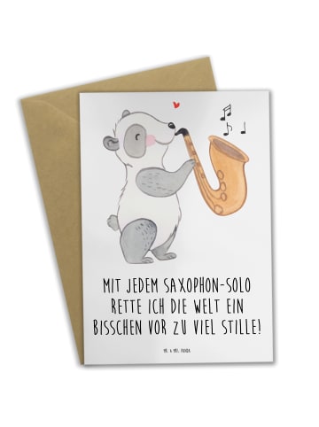 Mr. & Mrs. Panda Grußkarte Saxophon Magie mit Spruch in Weiß