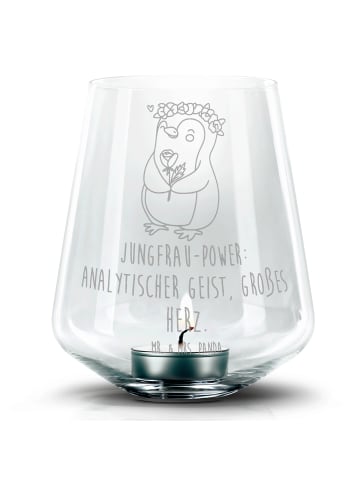 Mr. & Mrs. Panda Teelichthalter Jungfrau Astrologie mit Spruch in Transparent