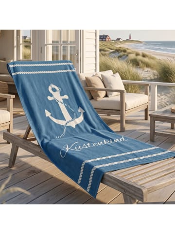 termana Traum&Trend Badetuch / Strandtuch "Anker Küstenkind" in Blau