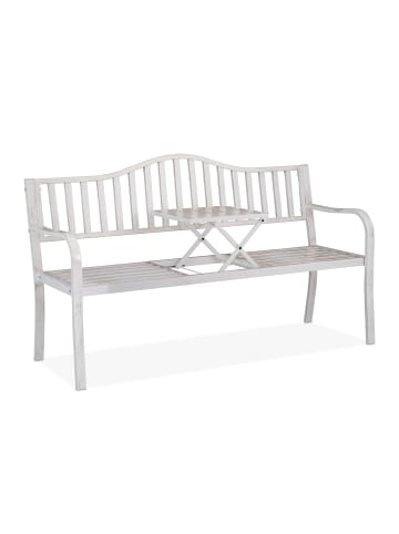relaxdays Gartenbank in Weiß/ Bronze - (B)150 x (H)89 x (T)58,5 cm