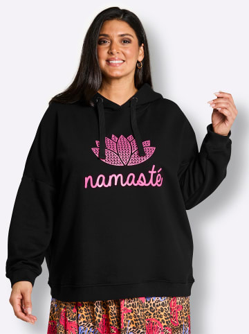 sheego Sweatshirt in schwarz-pink-bedruckt