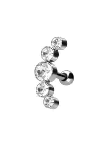 PIERCINGLINE Ohrpiercing Chirurgenstahl "5 Kristalle" in Silberfarben